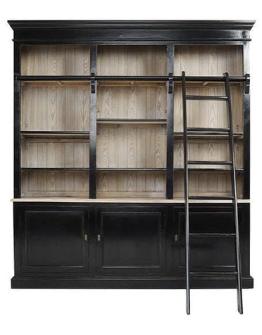 Cambridge Library w/Ladder - Black/Natural, 83"x88.5x16" Can be special ordered