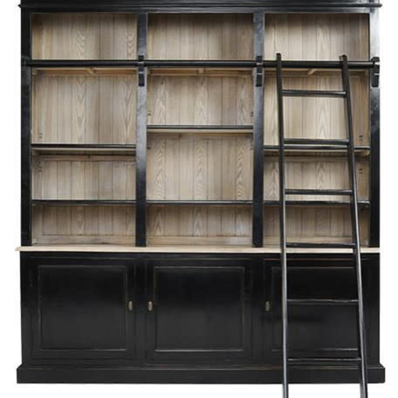 Cambridge Library w/Ladder - Black/Natural