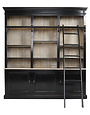 Cambridge Library w/Ladder - Black/Natural, 83"x88.5x16", Furniture Available for Delivery or Pick Up