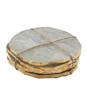 Quartz Coaster Set with Gold Edge
