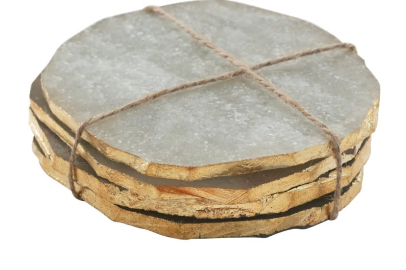 Quartz Coaster Set with Gold Edge