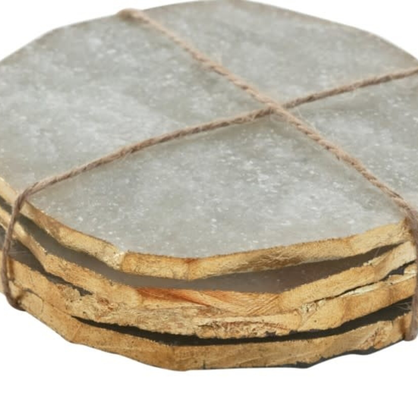 Quartz Coaster Set with Gold Edge