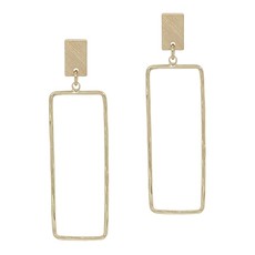Gold Square and Open Rectangle Earring