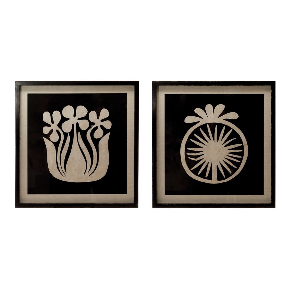 Square Wood Wall Decor w/ Abstract Flower, 20x20