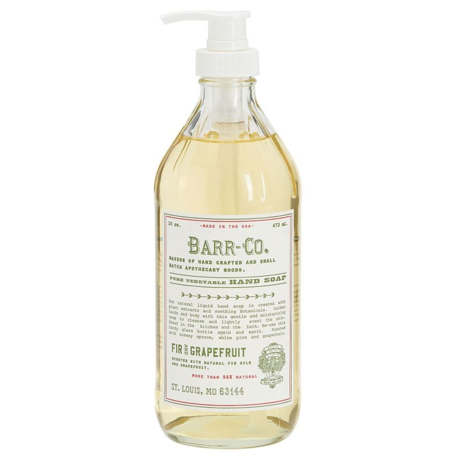 Barr Co 16 oz Hand Soap, Fir/Grapefruit