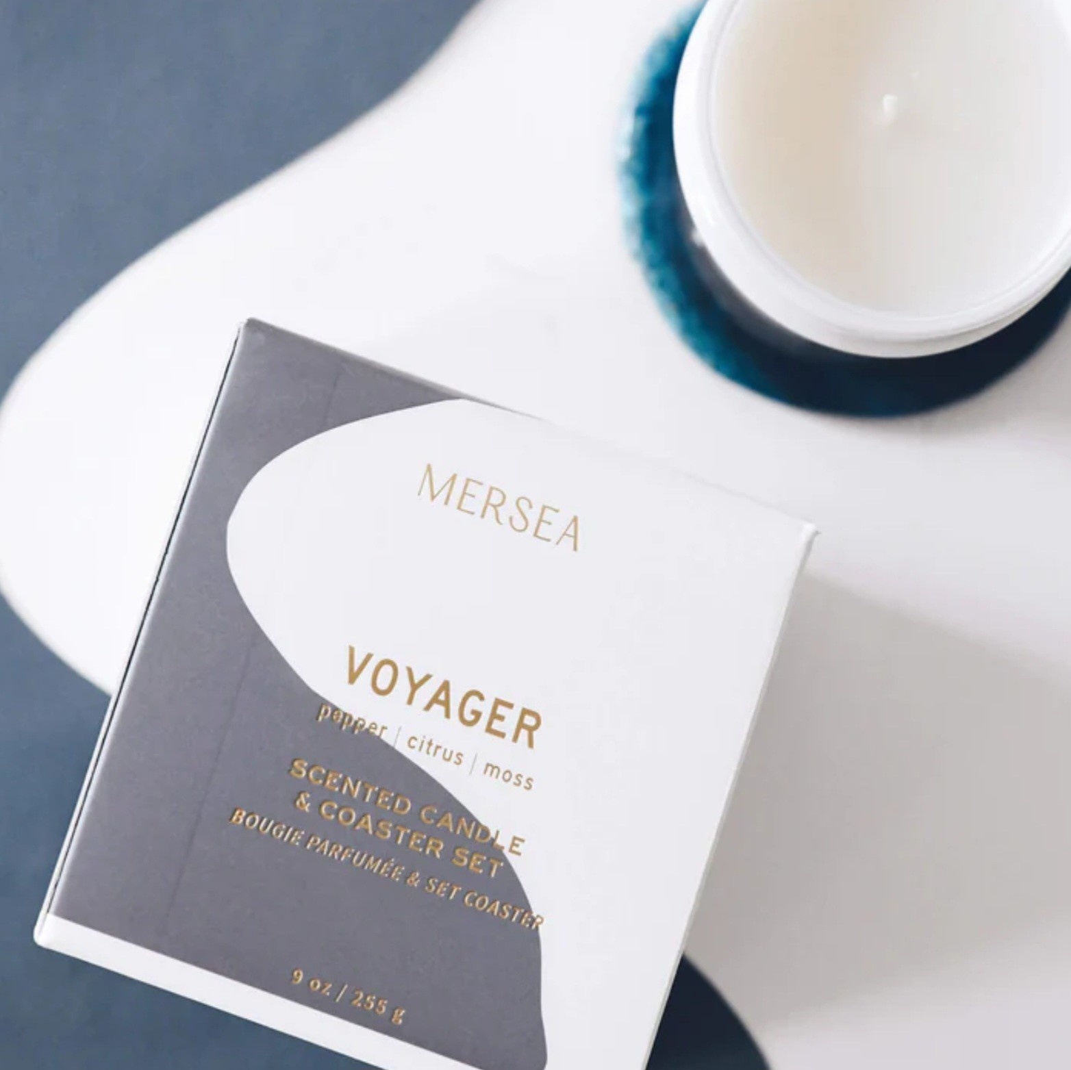 Mer-Sea Coaster Candle, Voyager, 9 oz