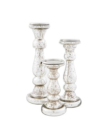 Mercury Glass Candlestick, Large, Available for local pick up