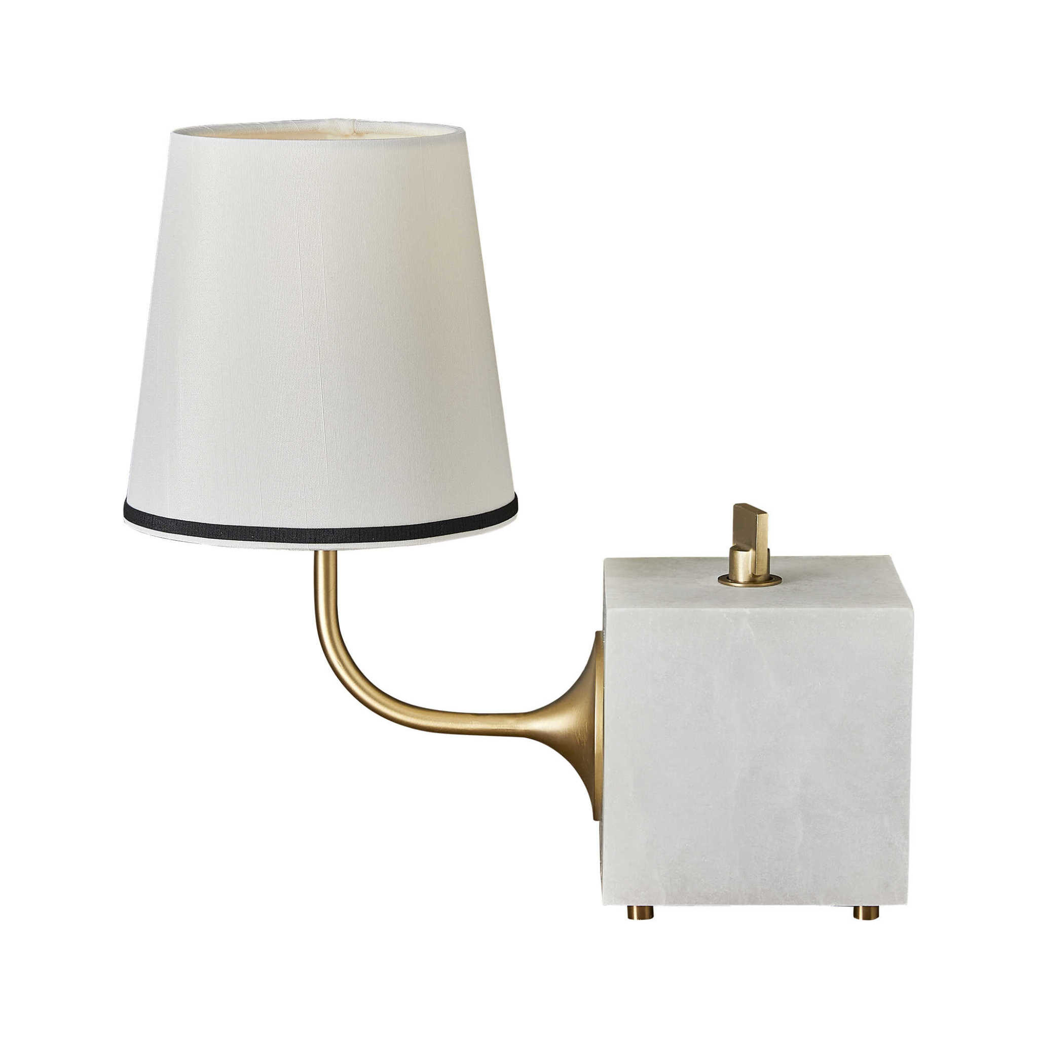 Blockhead Gooseneck Mini Lamp, Satin Brass, 12"h x 6"d