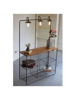 Wall Display w/ Three Lights - Six Wire Cubbies & Wood Shelf, Available for local pick up