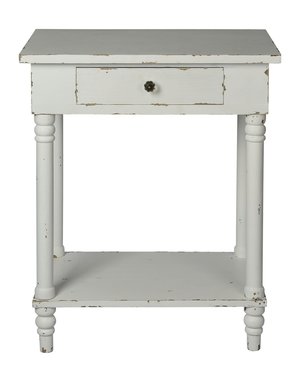 Chapel Side Table, Distressed White, 19 x 10 x 26 Furniture Available for Local Delivery or Pick Up