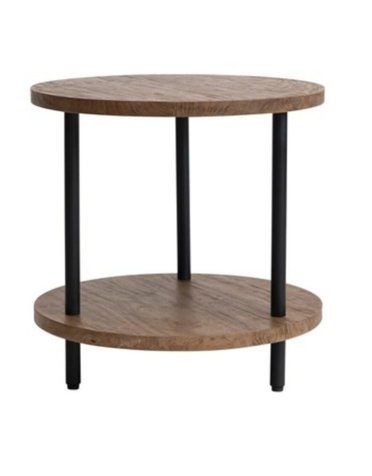 Mango Wood & Metal 2-Tier Side Table, Natural & Black, Available for local pick up