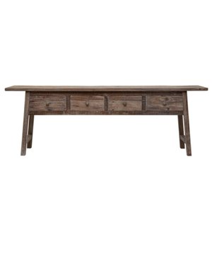 Reclaimed Pine Wood Console Table w/ 4 Drawers