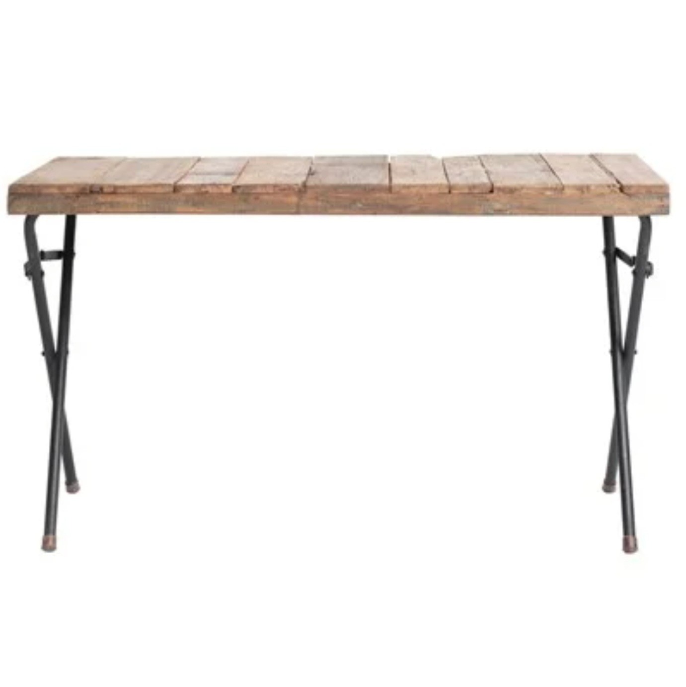 Reclaimed Wood & Metal Folding Tent Table, Natural & Black, Available for local pick up