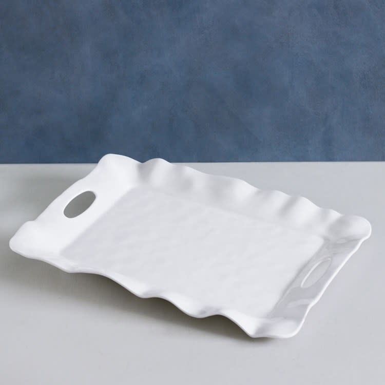 Havana Rectangular Tray with Handles, White, Available for local pick up
