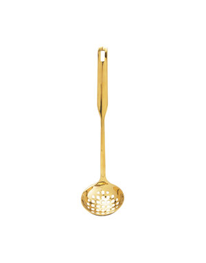 Stainless Steel Slotted Ladle, Gold Finish, 10"