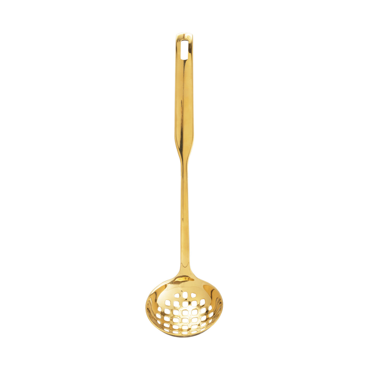 Stainless Steel Slotted Ladle, Gold Finish, 10"