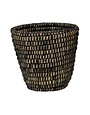 Hand-Woven Grass Basket SM, Black, 9"H & 7-3/4" x 7-3/4"