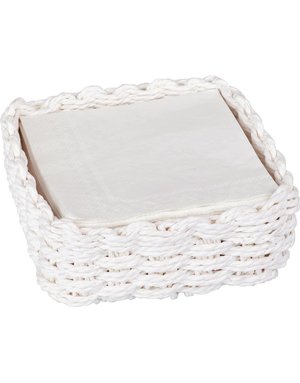 Woven Paper Cocktail Napkin Caddy, White