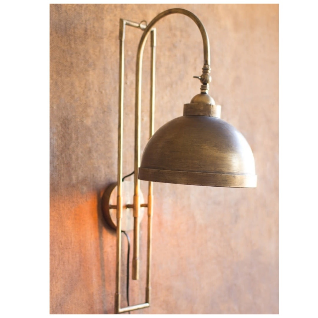 Metal Wall Light w/Antique Brass Finish, 15.5"x10"  Available for local pick up