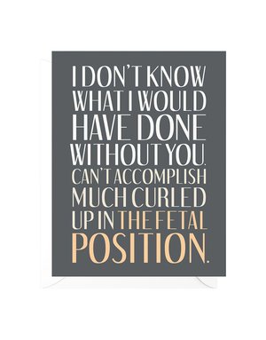 Fetal Position Funny Thank You Card
