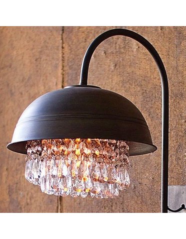 Metal Dome Wall Lamp w/ Hanging Gems, 18"d x 28"h
