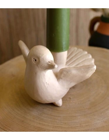 Clay Dove Taper Candle Holder, Cream, Available for local pick up