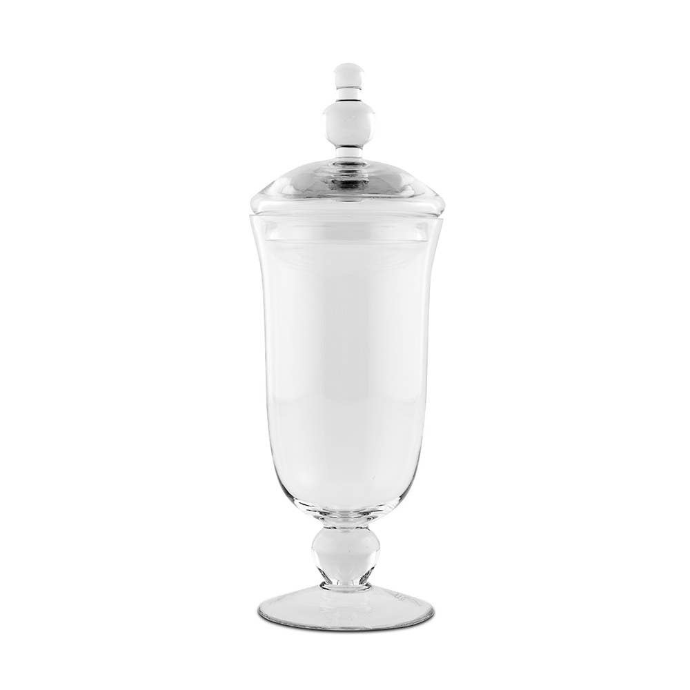 Large Glass Apothecary Footed Vase With Lid, Available for local pick up