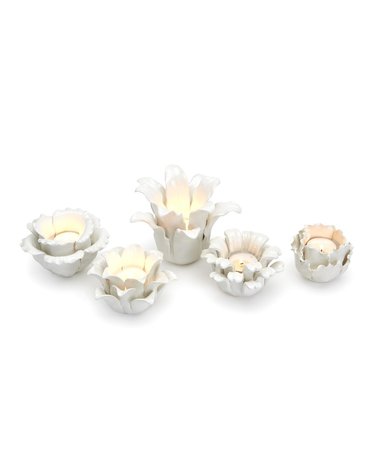 White Succulents Tealight Candleholder