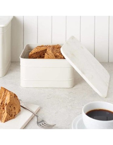 Cotterdale Cake/Biscuit Tin With Marble Lid - Smoked White, Available for local pick up