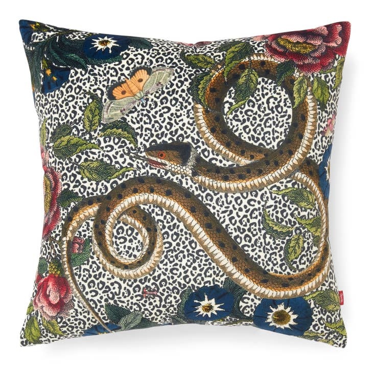 Moody Snake Print Velvet Pillow 16x16