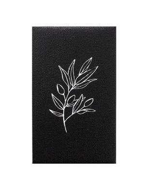 Petal Lane White Flower Line, Black Background, Canvas Magnet, 3x5