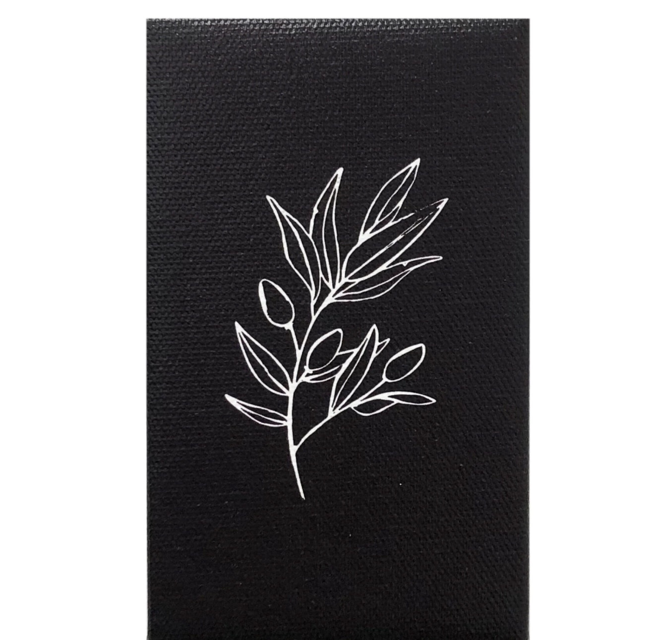 Petal Lane White Flower Line, Black Background, Canvas Magnet, 3x5