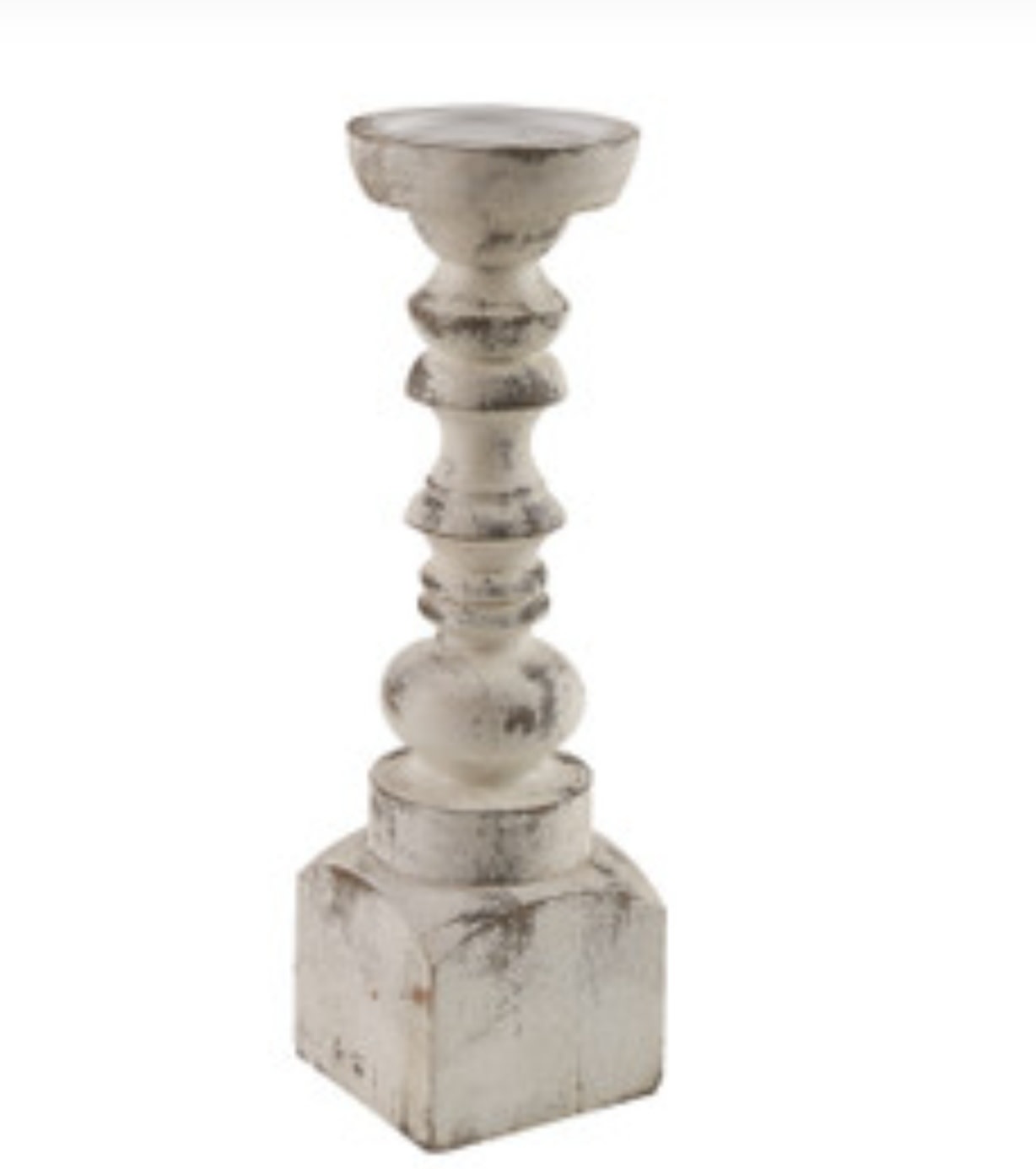 Brighton Wood Candlestick, White, Available for local pick up