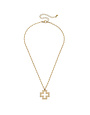 Cameryn Greek Keys Cross Adjustable Necklace, Worn Gold