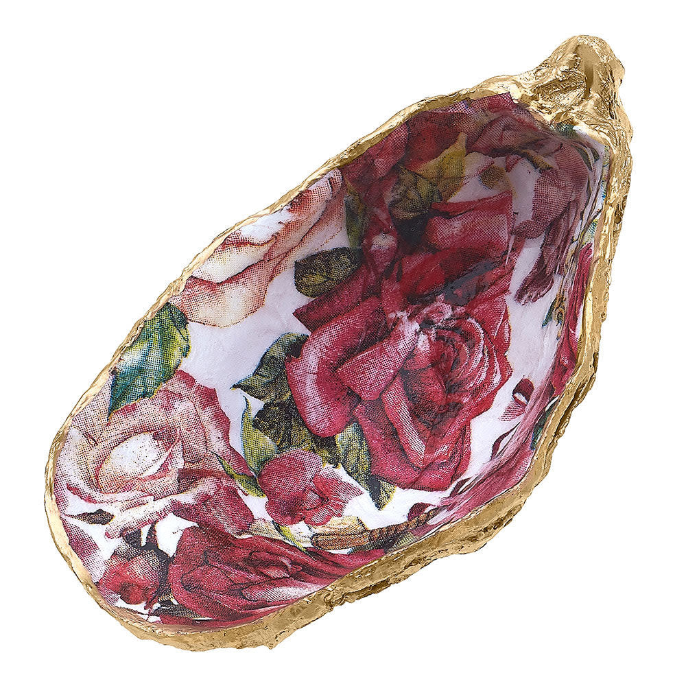 Abigail Decoupage Oyster Ring Dish, Pink & White