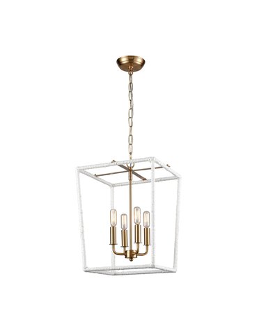 Kingdom Chandelier, White & Aged Brass, 14"x17", Available for local pick up