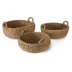 Seagrass Shallow Basket With Handle Med