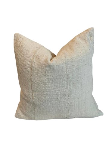 White Mudcloth Pillow