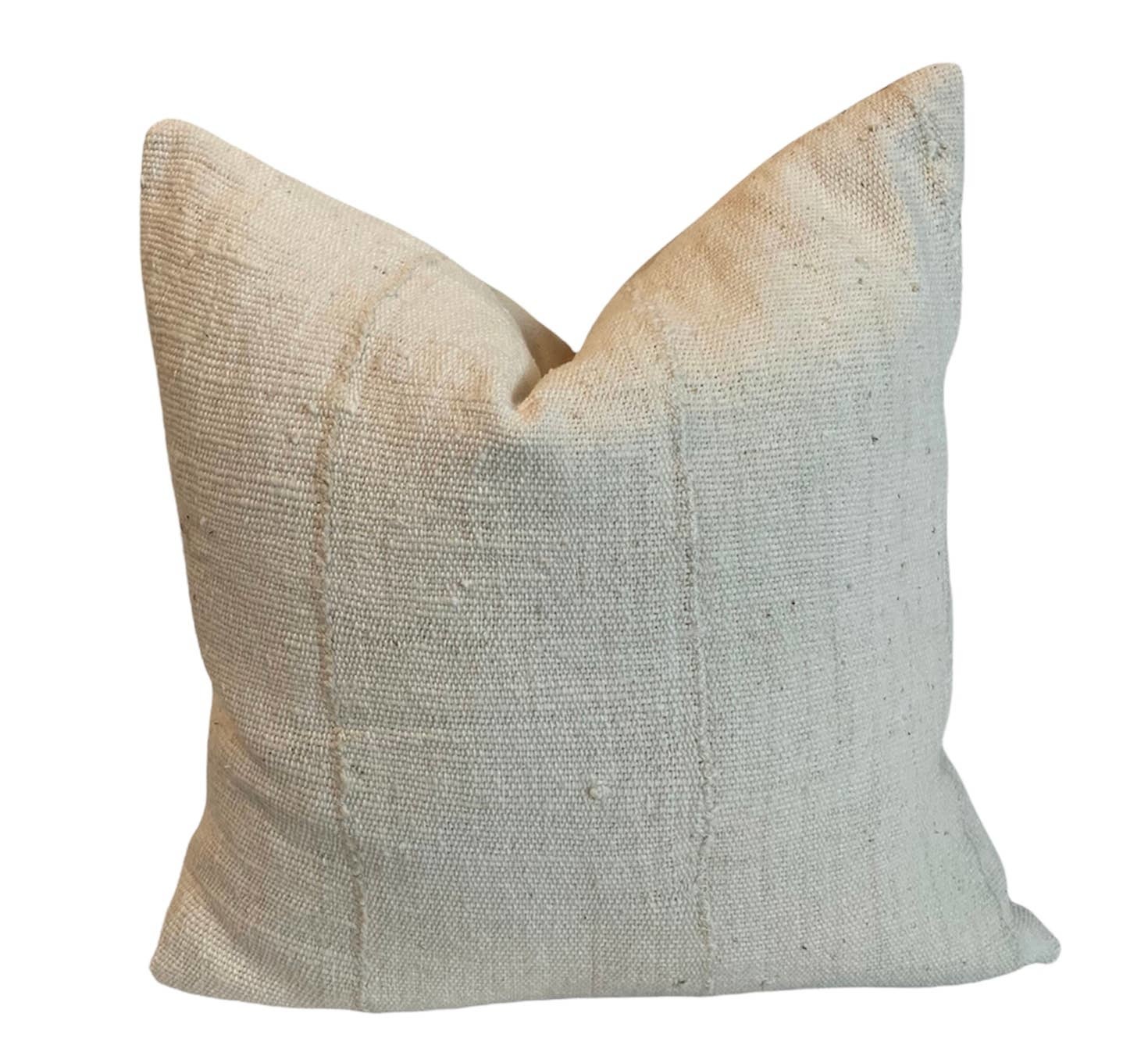 White Mudcloth Pillow