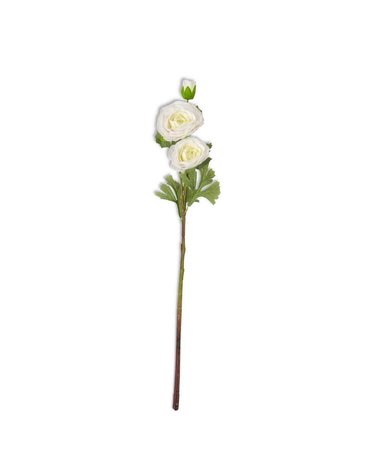 White Real Touch Triple Bloom Ranunculus Stem