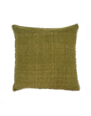 Lina Linen Pillow, Dark Moss 24x24