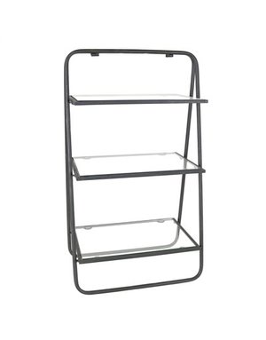 Healdsburg Three-Tier Stand, Glass and Metal - Black, Available for local pick up