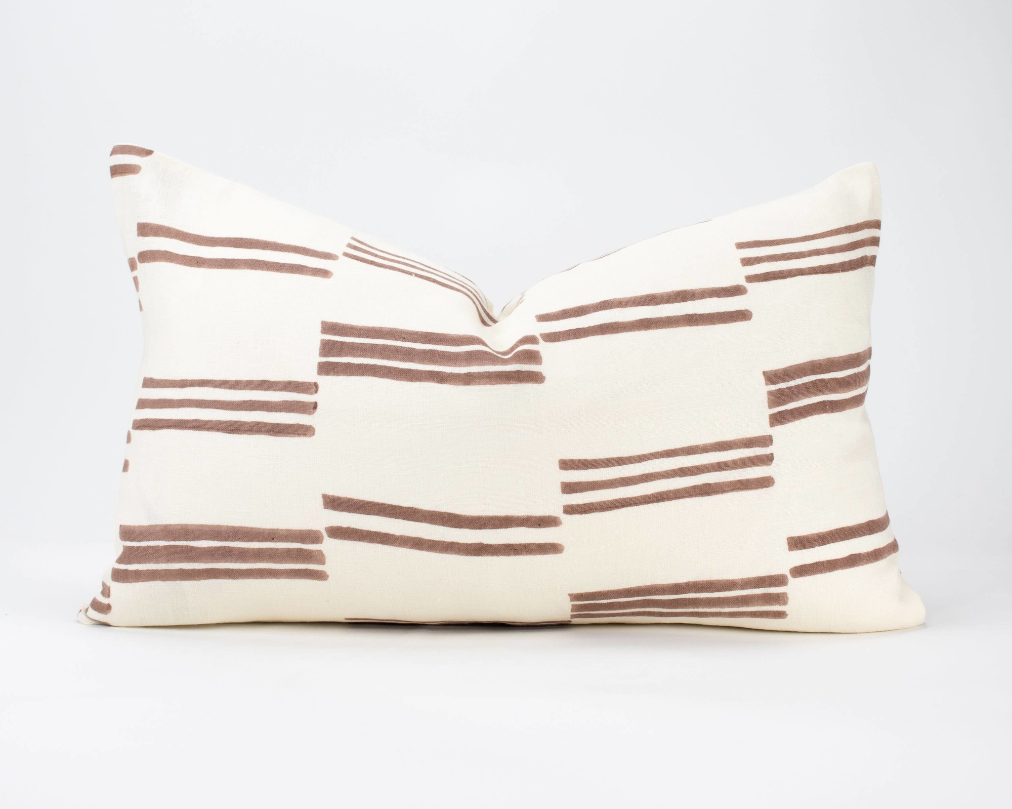 Flat Weave Block Print Pillow, Macaroon, 14 x 22