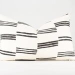 Flat Weave Block Print Pillow, Faded Black, 14 x 22