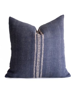 Blue Stripe Indian Wool Pillow, 20"