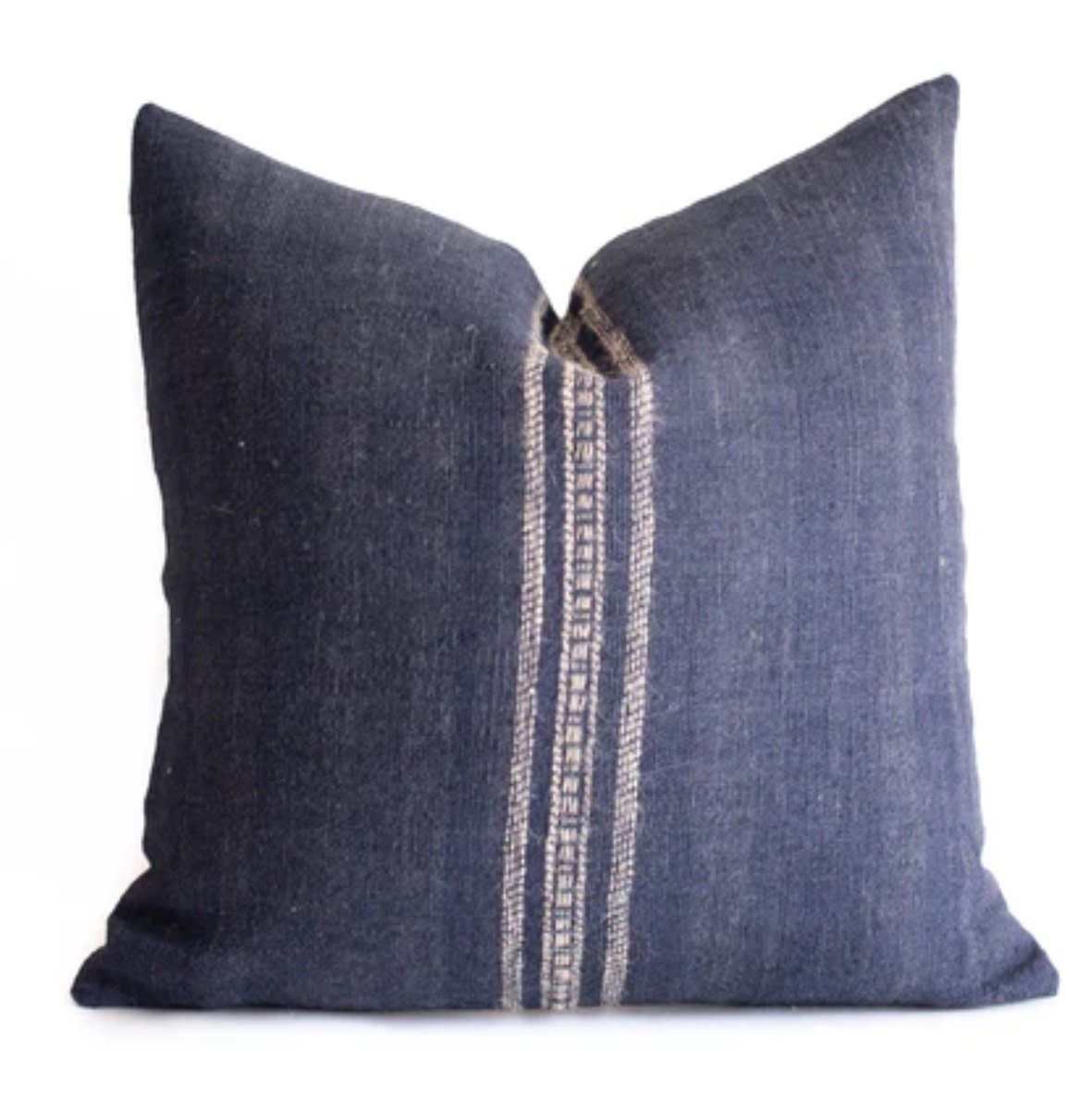 Blue Stripe Indian Wool Pillow, 20"