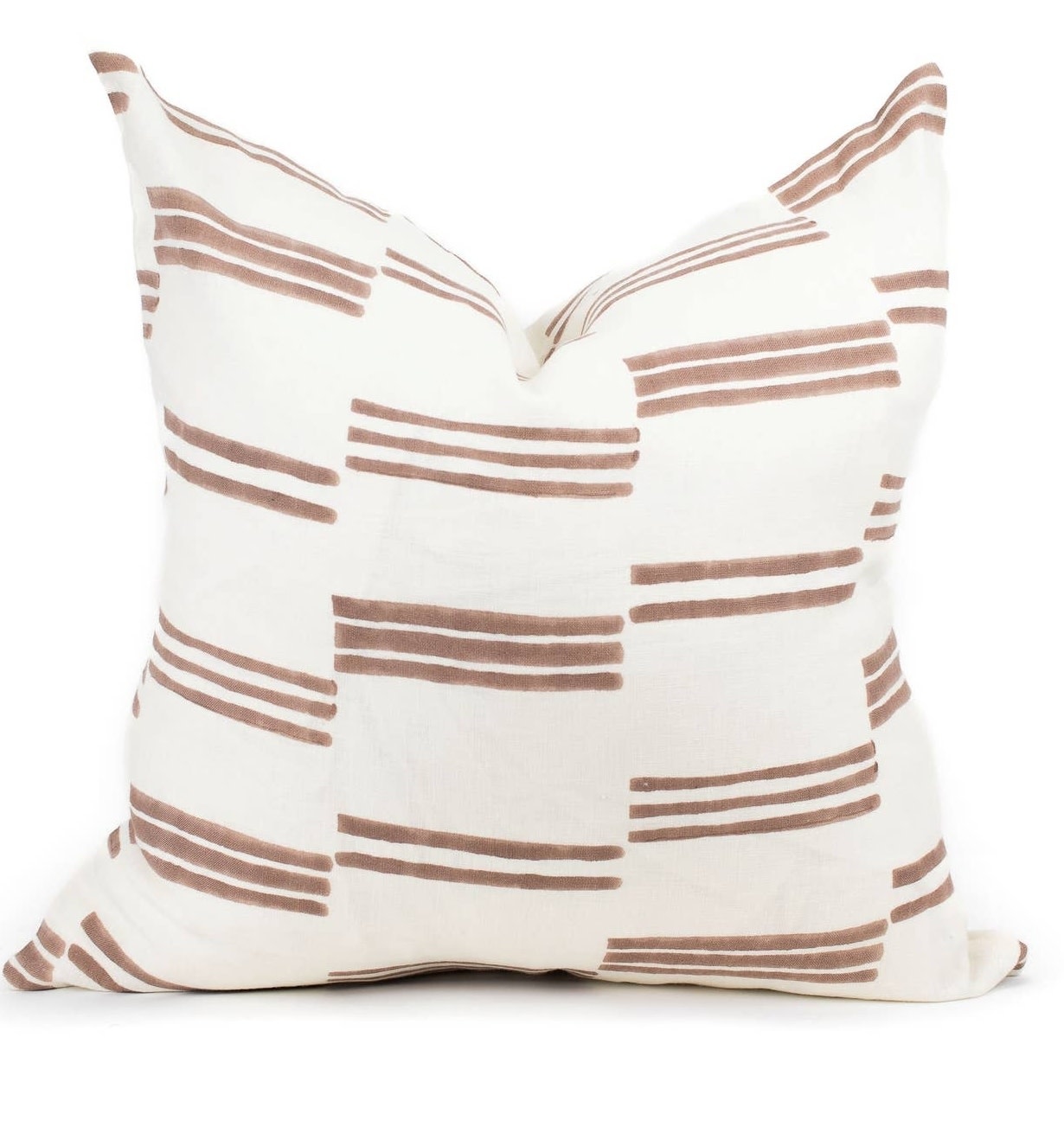 Flat Weave Block Print Pillow, Macaroon, 20"