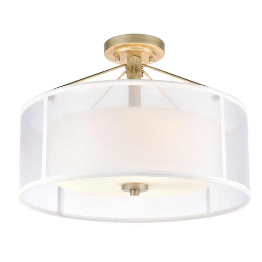 Diffusion 3-Light Semi Flush Mount Ceiling Light, Aged Silver 18" Available for local pick up