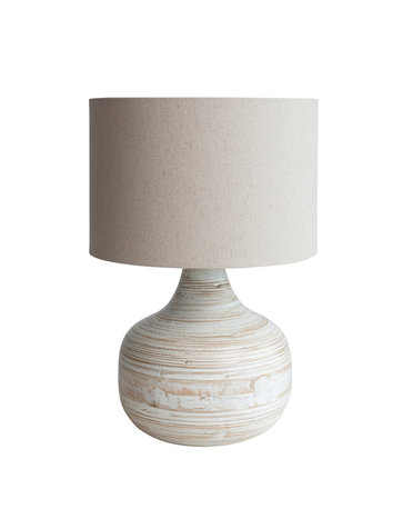 Bamboo Table Lamp w/ Linen Shade, 21.25"x14", Available for local pick up