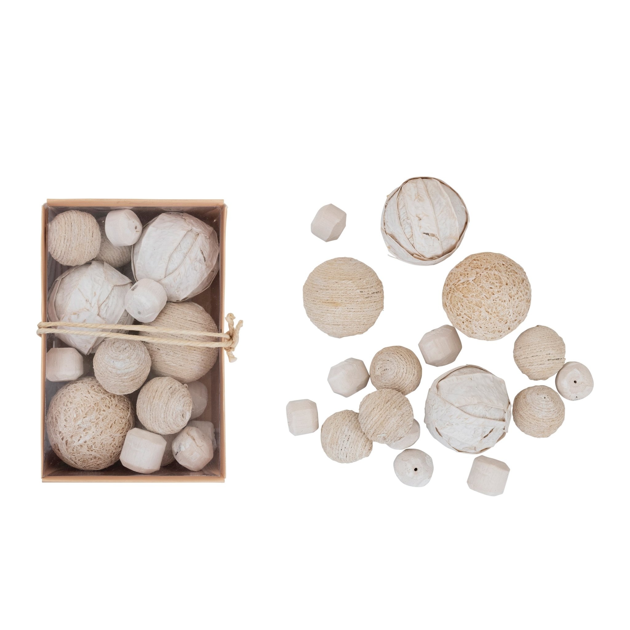 Dried Natural Organic Orbs in Box, White